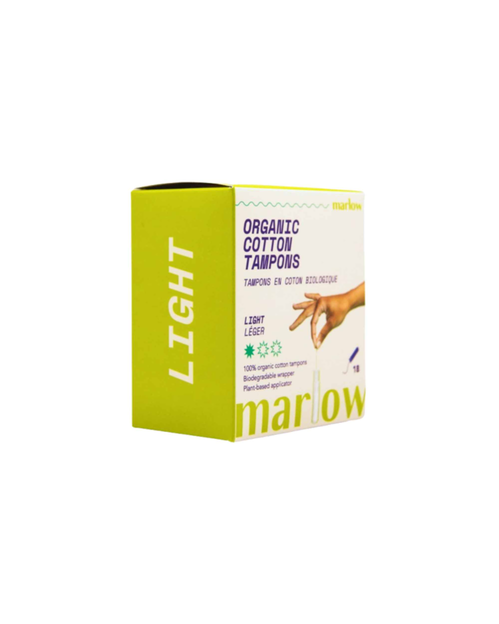 MARLOW | Light Organic Cotton Tampons with Compact Plant-Based Applicator