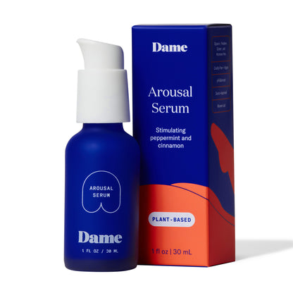 Dame arousal serum is a vegan, water-based, pH-balanced serum that awakens your erogenous zones with a warm tingle and heightens pleasure.