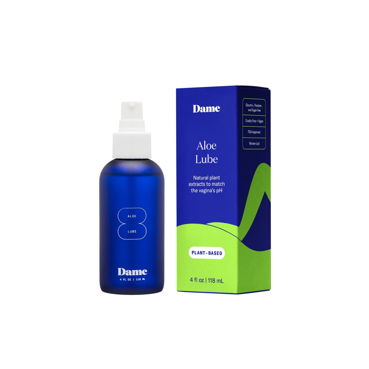 Dame aloe lube is an organic water-based lubricant made from natural plant extracts and formulated to match vaginal pH.